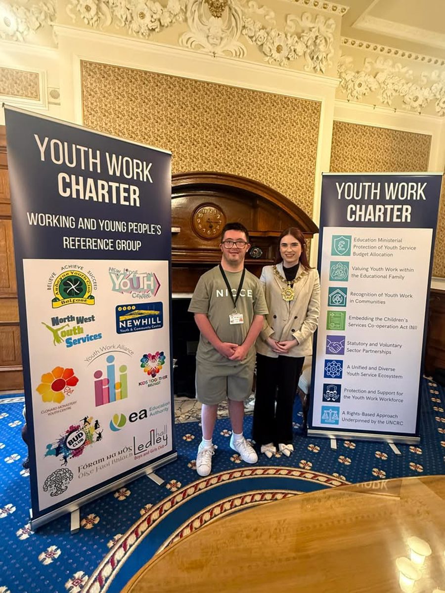 Cormác, one of our youth members down at City Hall with Youth Work Alliance ens…